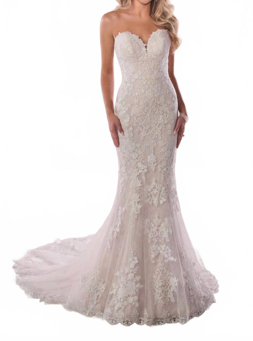 NEW STELLA YORK sweetheart mermaid wedding dress in ivory/moscato